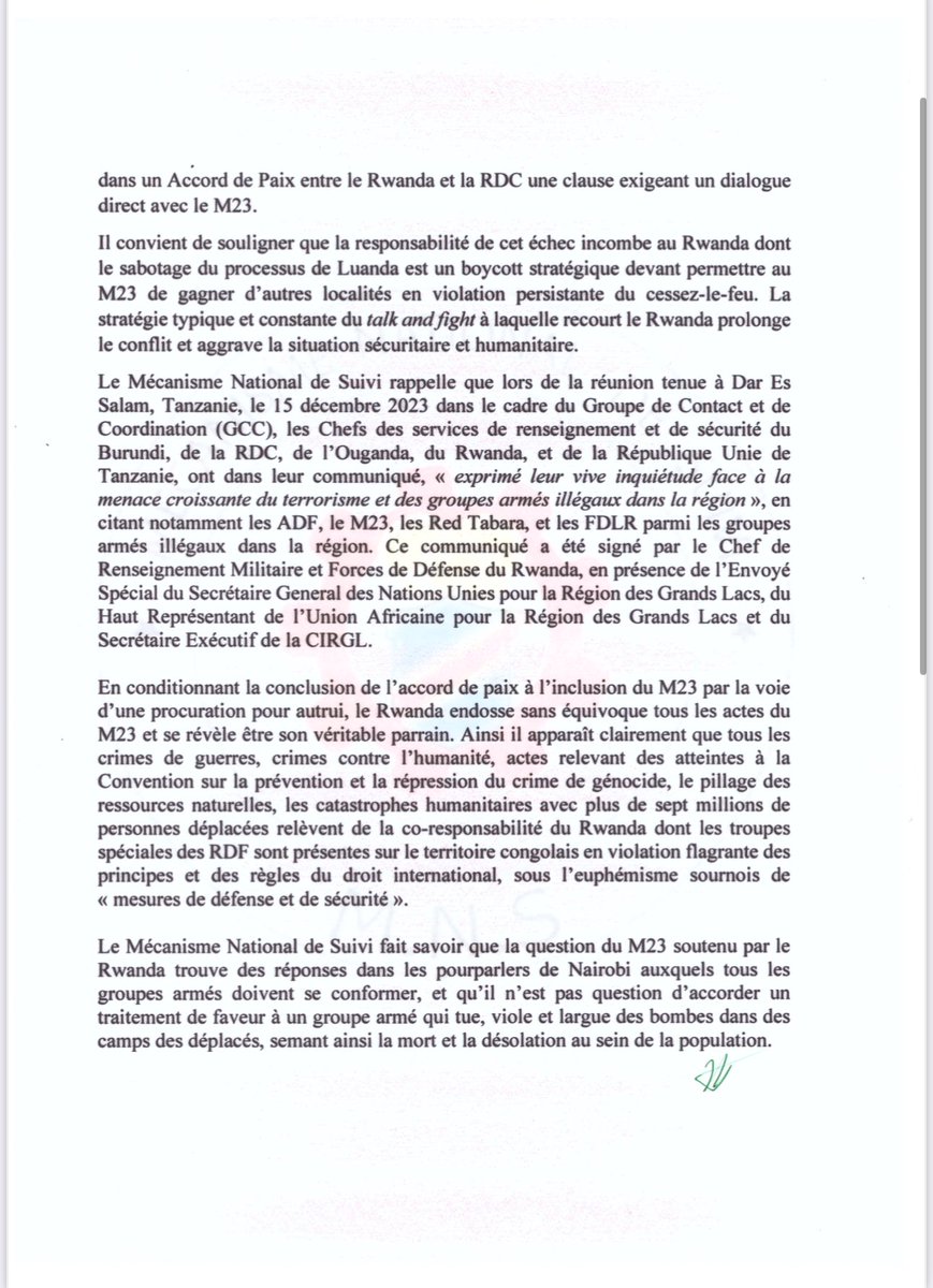 StanysBujakera's tweet photo. #RDC: « C'est le lieu ici de rappeler également la nécessité d'un dialogue entre le gouvernement du Rwanda et les FDLR, question naguère évoquée à un des sommets de la CIRGL. Il sied de souligner ici que tous les Hutu de la région ne sont pas génocidaires et ne nourrissent aucune intention belliqueuse vis-à-vis du Rwanda. », Professeur NTUMBA Luaba Lumu Coordonnateur du Mécanisme National de Suivi