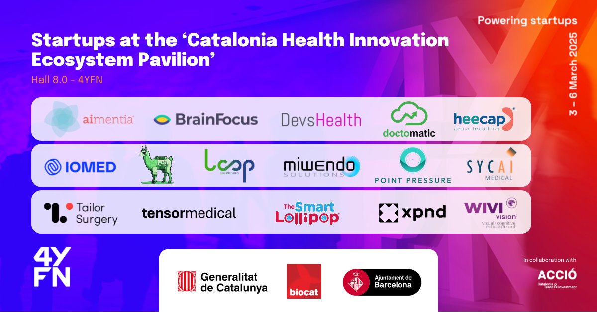 Biocat (@biocat_en) on Twitter photo 🚀 Discover the 1️⃣6️⃣ startups representing the Catalonia Health Innovation Ecosystem at #4YFN25!
🔝Explore their innovative solutions and services from March 3 to 6, as part of #MWC25.
The 16 startups 👇👀
biocat.cat/en/current-new…
<a href="/gencat/">Generalitat de Catalunya</a> <a href="/bcn_ajuntament/">Ajuntament de Barcelona</a> <a href="/accio_cat/">ACCIÓ</a> 🚀 Discover the 1️⃣6️⃣ startups representing the Catalonia Health Innovation Ecosystem at #4YFN25!
🔝Explore their innovative solutions and services from March 3 to 6, as part of #MWC25.
The 16 startups 👇👀
biocat.cat/en/current-new…
<a href="/gencat/">Generalitat de Catalunya</a> <a href="/bcn_ajuntament/">Ajuntament de Barcelona</a> <a href="/accio_cat/">ACCIÓ</a>