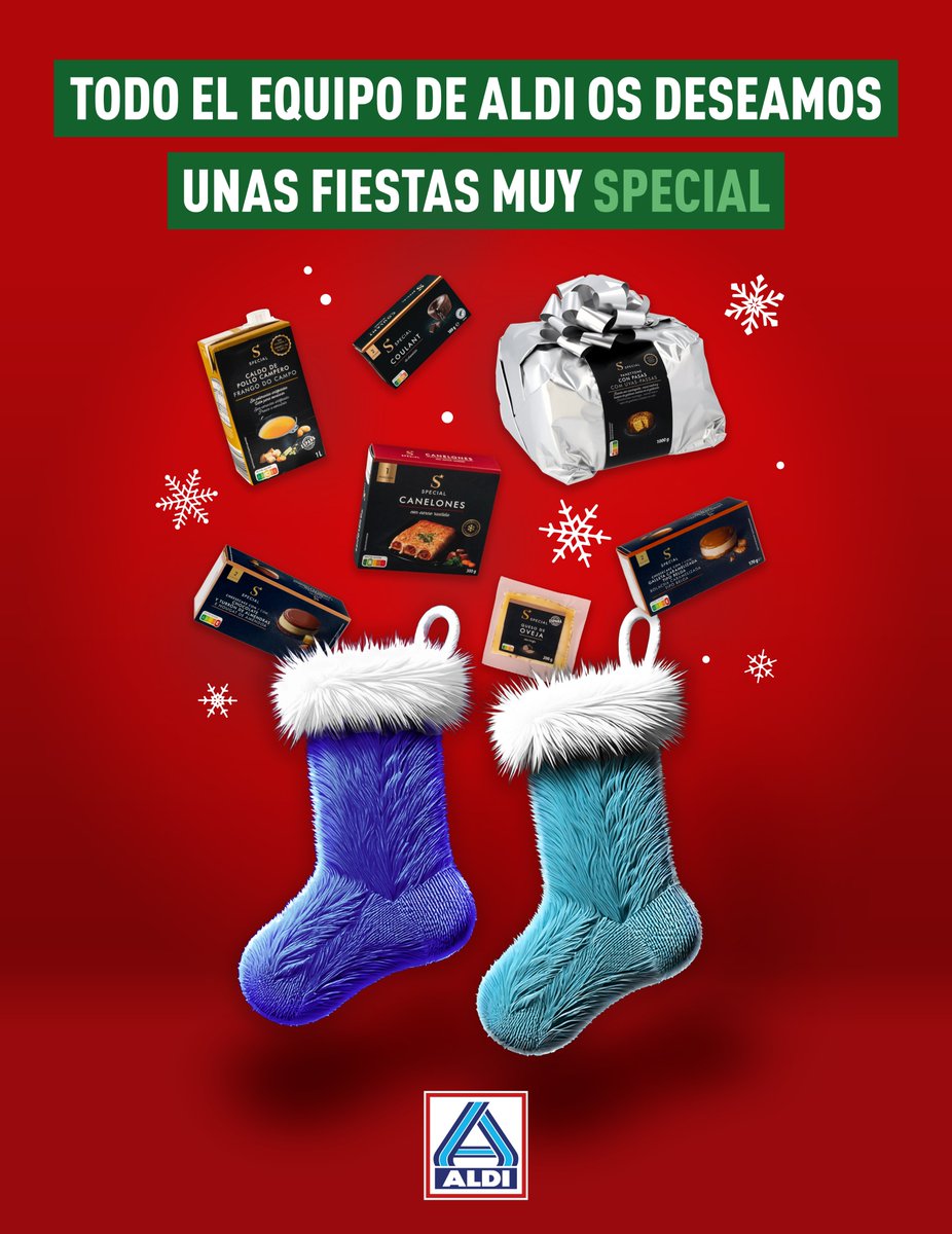 ¡Todo el equipo de ALDI os deseamos que viváis una Navidad muy Special! 💙🎄 Que estos días estén llenos de sabores irresistibles y momentos deliciosos.