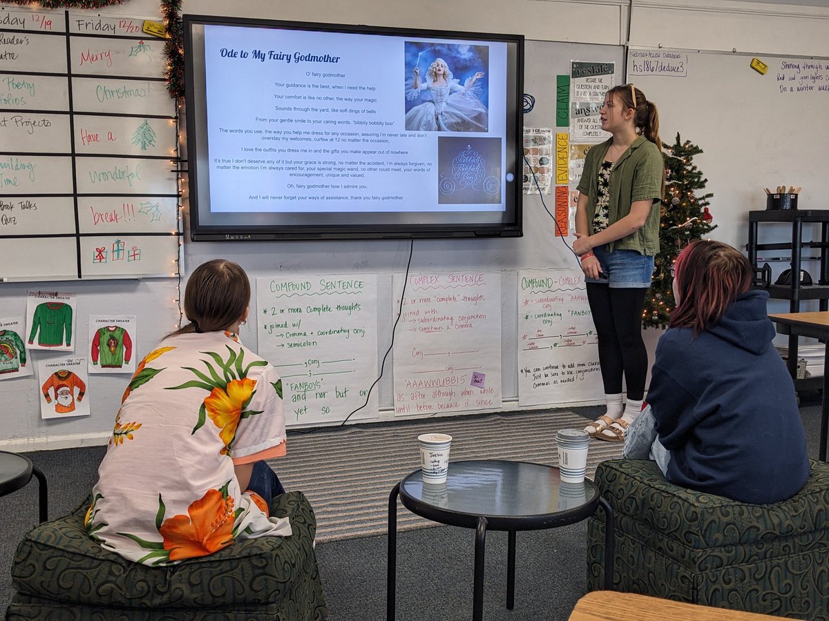 BevinDrew's tweet photo. Drew Cafe is back! We heard some wonderful poems this morning while sipping on hot cocoa 🎄☕ #7thGrade #ela @LitchfieldPS https://t.co/J0oYuxZ337