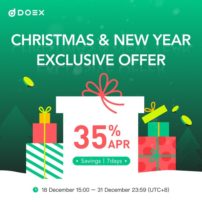 Nanaxbtc's tweet photo. DOEX🐰@DoexGlobal
クリスマス~新年に向けた
固くおいしい企画🤤🥕
USDT、BTC、ETHを預けて
APR35%を獲得できる❤
<参加方法>
1⃣口座開設
🔗https://t.co/TqM9QJT7Di
2⃣イベントページ
🔗https://t.co/zyhT33KhPA
⏰~1/1 1:00⏰
35%はかなり大きいですねっ!
#DOEX #Christmas #NewYear https://t.co/3W3B0CGr4K