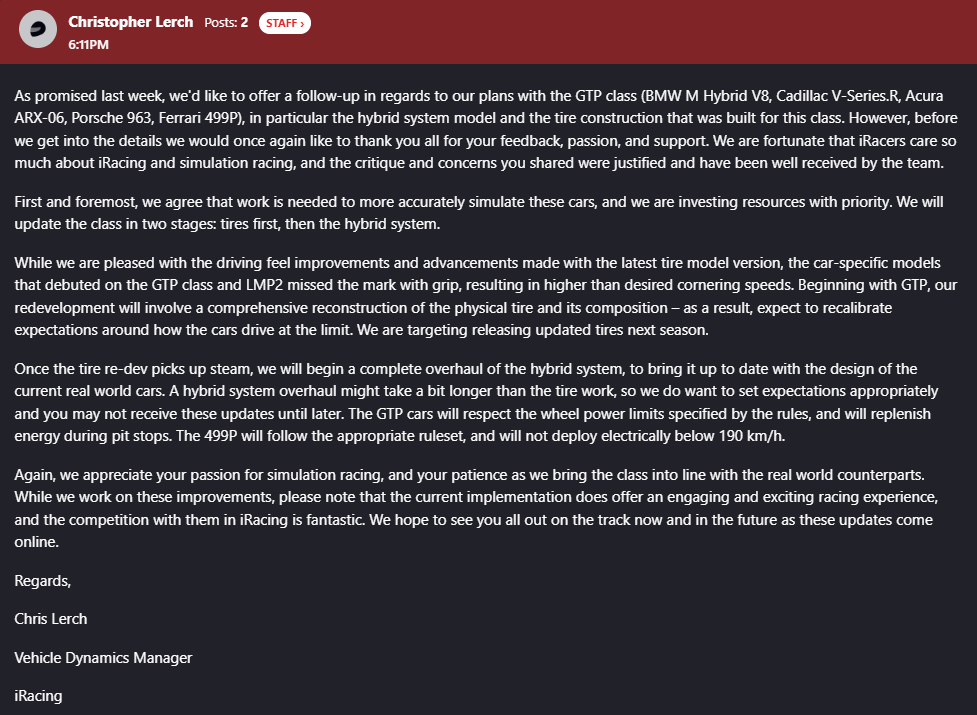 FinnSim's tweet image. Good news. @iRacing GTP golden era incoming