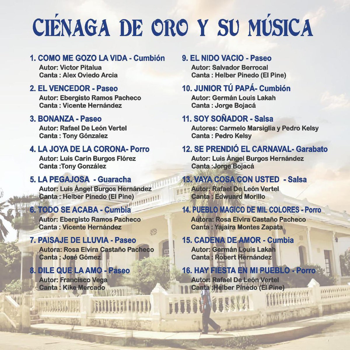 aesabajocauca's tweet photo. @RadNalCo @SenalColombia Presentamos el Volumen 3 del trabajo CIÉNAGA DE ORO Y SU MÚSICA, realizado con el esfuerzo de los compositores e intérpretes orenses, bajo el liderazgo del músico y productor Helber Pinedo. https://t.co/KmlsO7KYe2