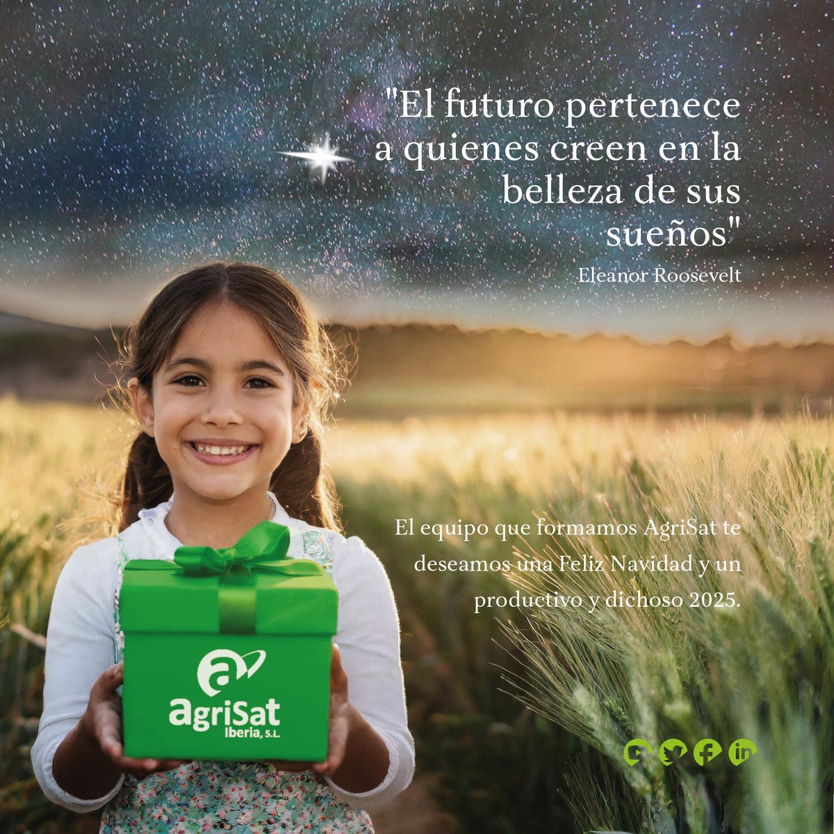 AgrisatSl's tweet photo. ✨✨¡Con este mensaje esperanzador queremos desearos una Feliz Navidad y un 2025 muy productivo!✨✨🎄🎄 https://t.co/Ye9wwk1DUU