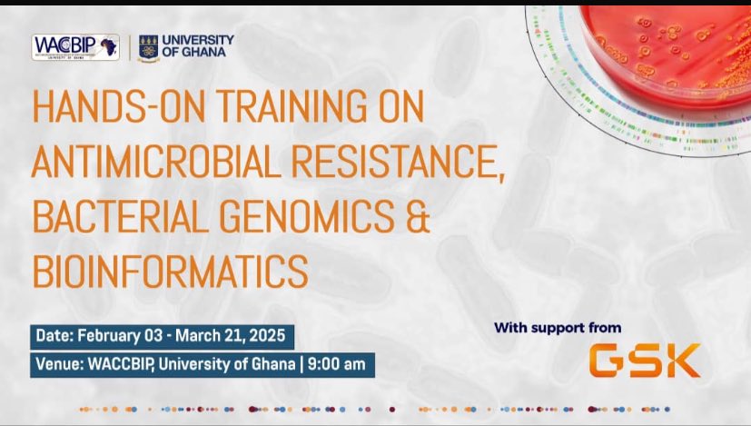 humangeneticstz's tweet photo. 🌟 Exciting Opportunity! 🌟
Are you a researcher in Africa focusing on AMR, surveillance, or epidemiology? Do you have a background in Molecular Biology?
Join WACCBIP's hands-on training in January 2025
🔗 Learn more and apply: https://t.co/i3xwAFXep0
#AMR #Bioinformatic https://t.co/feOeue4DiP