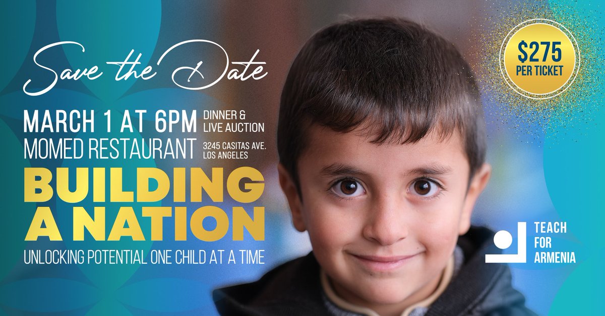 ✨ Mark your calendars! Teach For Armenia presents a night of culinary excellence and impact on March 1, 2025 at <a href="/atmomed/">Momed</a> Restaurant in LA. Invitation to follow.