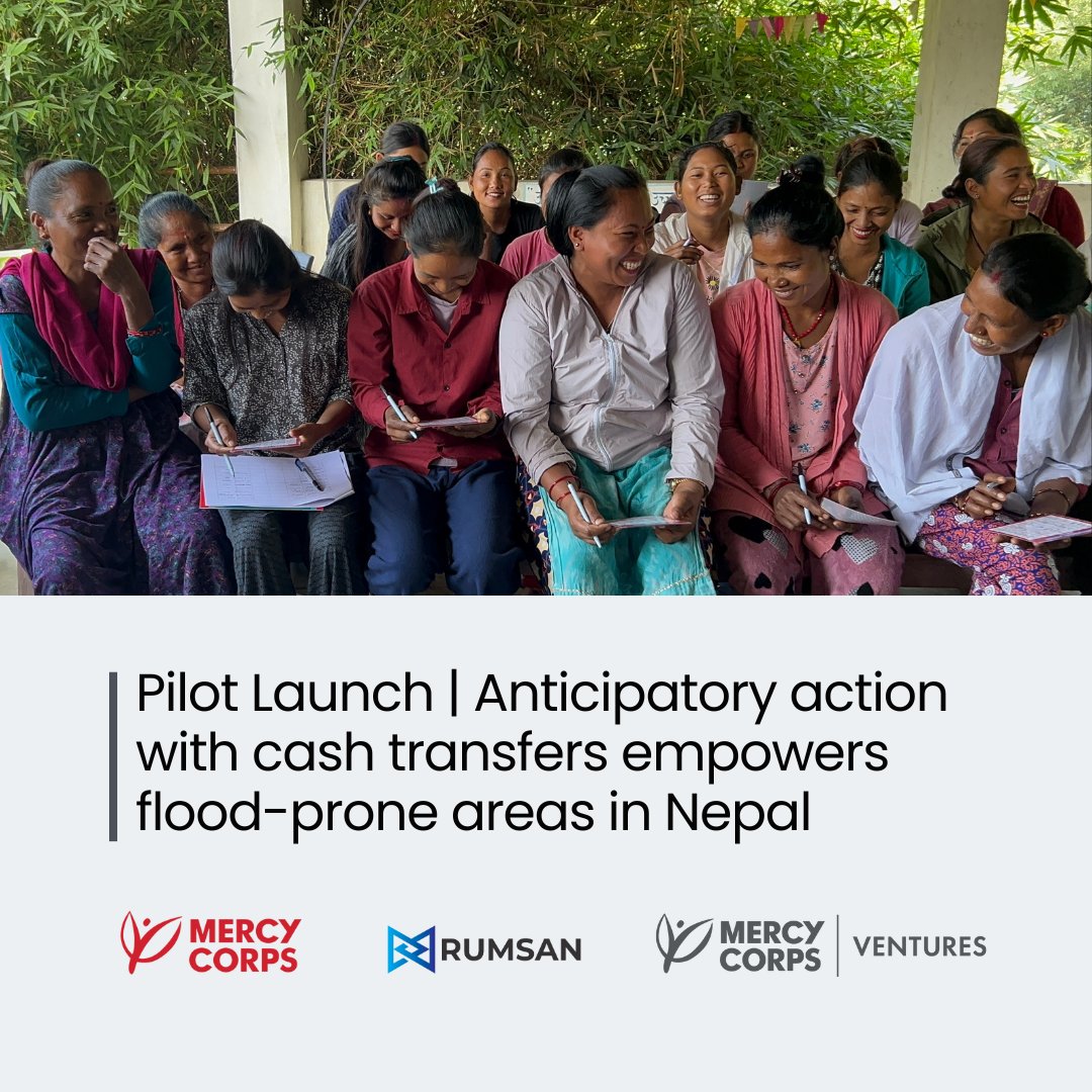 Mercy Corps Ventures (@mcsocialventure) on Twitter photo 1/2
Every $1 invested in proactive disaster response saves up to $7 in losses.
In flood-prone Nepal, our pilot with #Rumsan & <a href="/mercycorps/">Mercy Corps</a> Nepal tests blockchain-powered smart contracts to automate early warnings & cash transfers for anticipatory action ahead of climate shocks. 1/2
Every $1 invested in proactive disaster response saves up to $7 in losses.
In flood-prone Nepal, our pilot with #Rumsan & <a href="/mercycorps/">Mercy Corps</a> Nepal tests blockchain-powered smart contracts to automate early warnings & cash transfers for anticipatory action ahead of climate shocks.