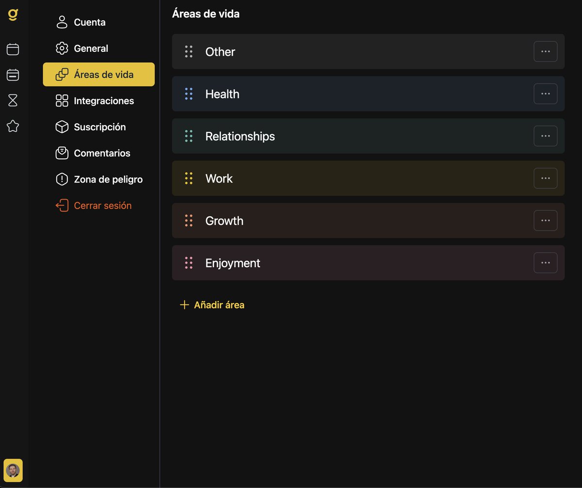 One of the most requested features - add and edit Areas Of Life is cooking! 
Coming soon~