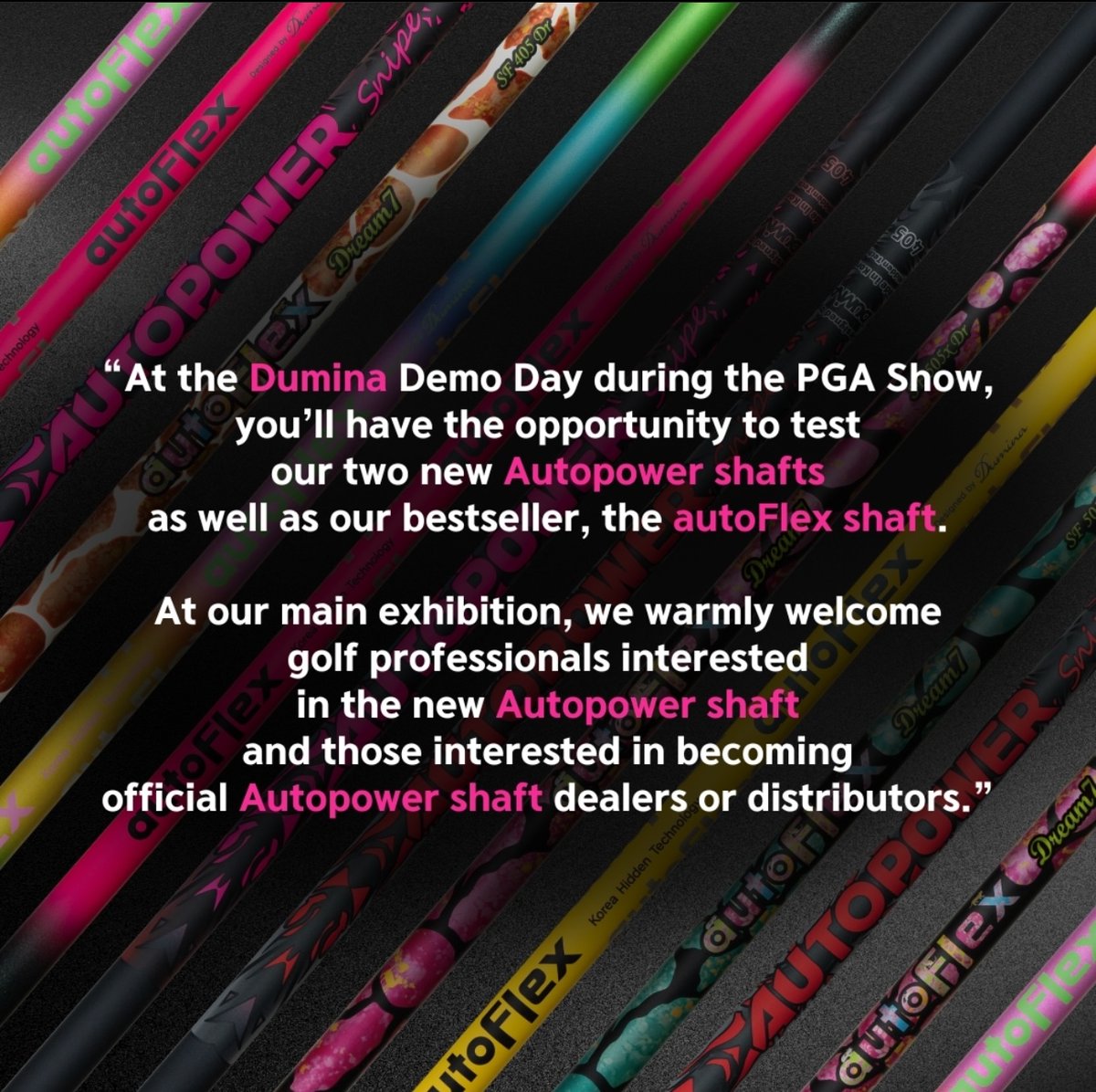 autoflexus's tweet photo. Join Us at the 2025 #PGAShow! ⛳

We’re excited to announce that #Dumina will be at the 2025 PGA Show from January 21st to 24th in Orlando!

🔹 Dumina Demo Day
📍 Location: Tee #6-7

🔹 Main Exhibition
📍 Booth #2600

See you there at the #PGA Show! 🎉

(via @autoflexshaft on IG) https://t.co/GYrnEKW6nl