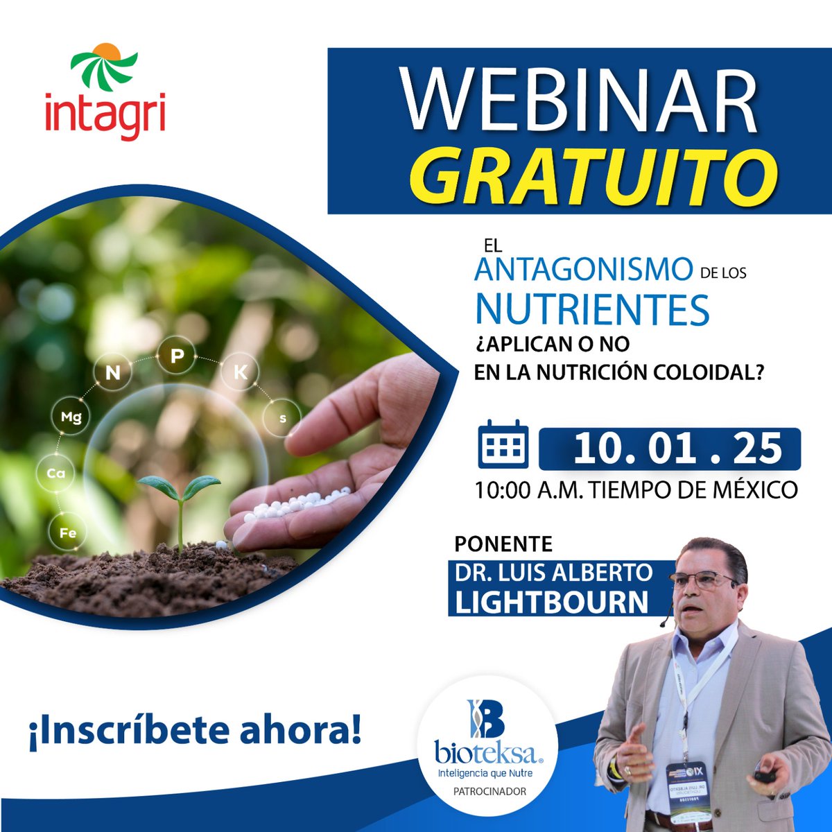 BioteksaJimenez's tweet photo. No te pierdas el webinar El Antagonismo de los Nutrientes, ¿Aplican o no en la Nutrición Coloidal?, impartida por el reconocido Dr. Luis Alberto Lightbourn Rojas.

Aún estas a tiempo, reserva tu lugar hoy mismo.
https://t.co/l77J6Uu9b0

10 Enero 2025
11:00 am (Hora CDMX) https://t.co/9CZmDCVEFr