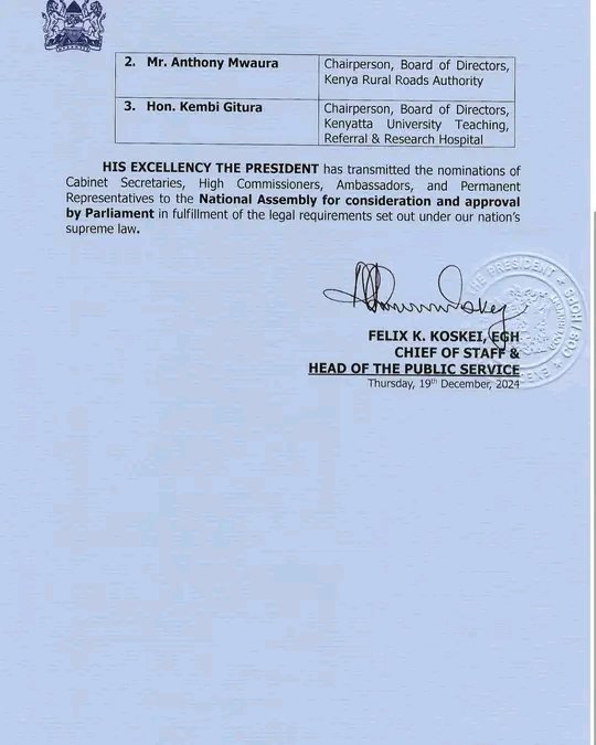 MboyaSulman's tweet photo. Excecutive changes... Uhuru's men back in the Government. https://t.co/BRdrE1EEH1