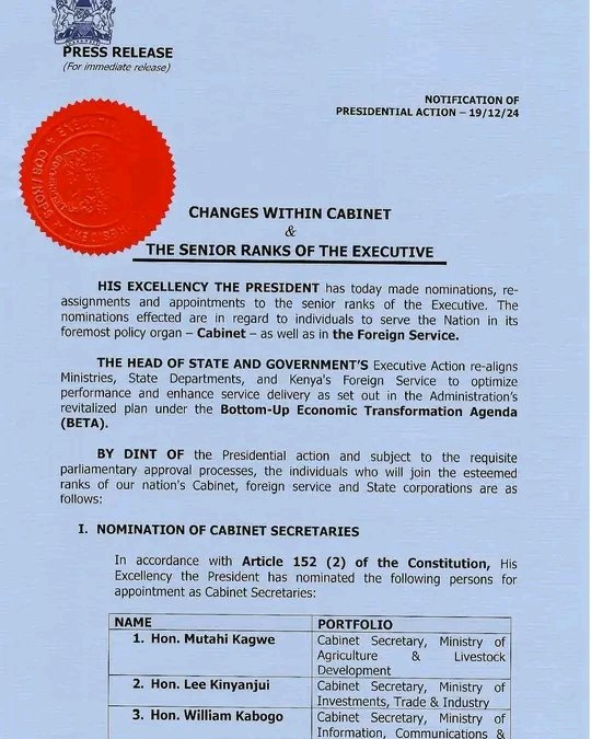 MboyaSulman's tweet photo. Excecutive changes... Uhuru's men back in the Government. https://t.co/BRdrE1EEH1