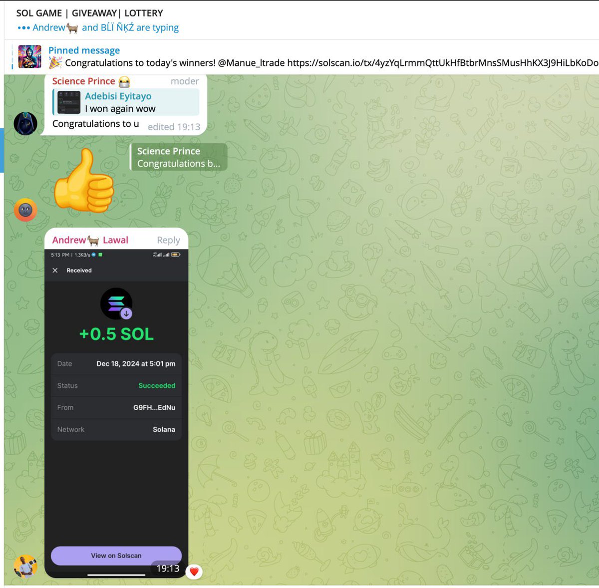 SOLGAMEco's tweet photo. 19/12/2024 GIVEAWAY🏆 results. We are sincerely congratulate all the winners 🚀 Join $SOLG community https://t.co/i23aRZqlGG It’s a SOL GAME🚀🚀🚀 https://t.co/vu8OmMYKaO