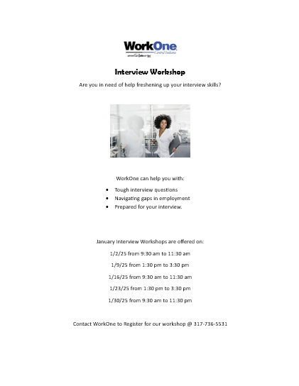workonefranklin's tweet image. Do you need assistance with your interview skills?
Give WorkOne at call  317-736-5531.
#WorkOne Interview