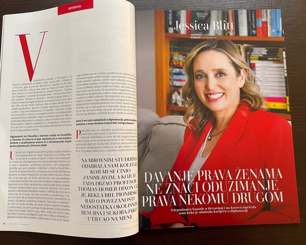 CanadaCroatie's tweet photo. Ne manquez pas l’interview de l’amb @j_blitt dans le magazine #Zaposlena où  elle discute aves l’éditeur en chef Ana Gruden de son parcours professionnel, ainsi que de certaines de nos activités &amp; priorités, telles que l’#égalitédesgenres #femmesenSTIM #libertédelapresse #AEGC... https://t.co/GkyO0Wjyhg