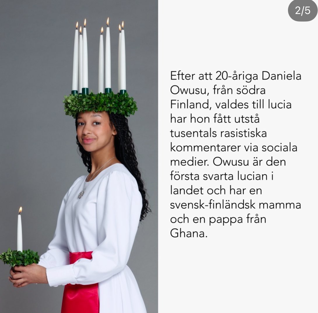 Vidrigt med rasismen mot Finlands framröstade vackra Lucia!! #TillsammansMotRasism