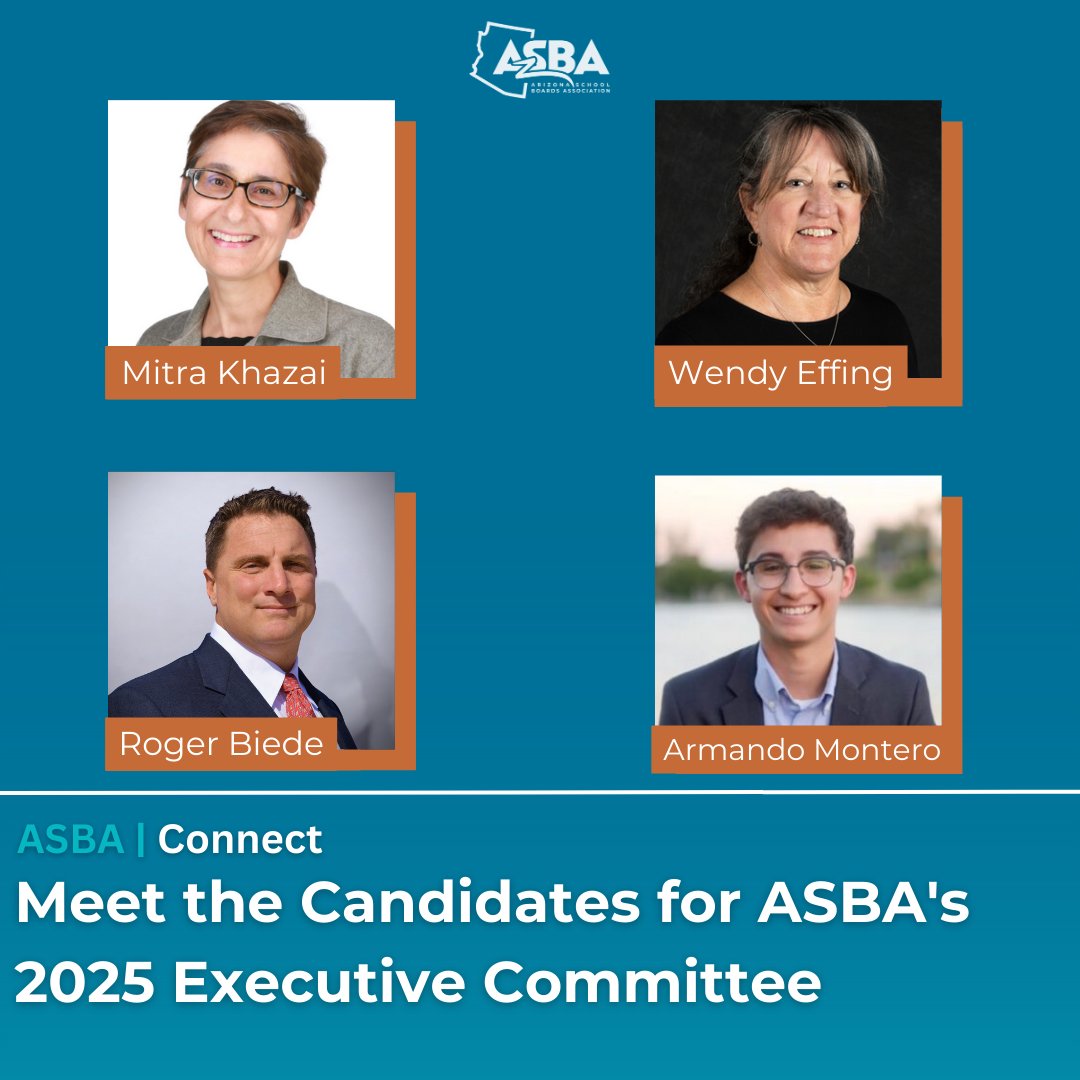 🗳️ Today’s the Day! Meet the candidates for ASBA’s 2025 Executive Committee:

For more information, visit the ASBA Officer Voting Guide on our website: ow.ly/M6zi50UtAna . Let’s lead Arizona’s schools forward—together! 🌟