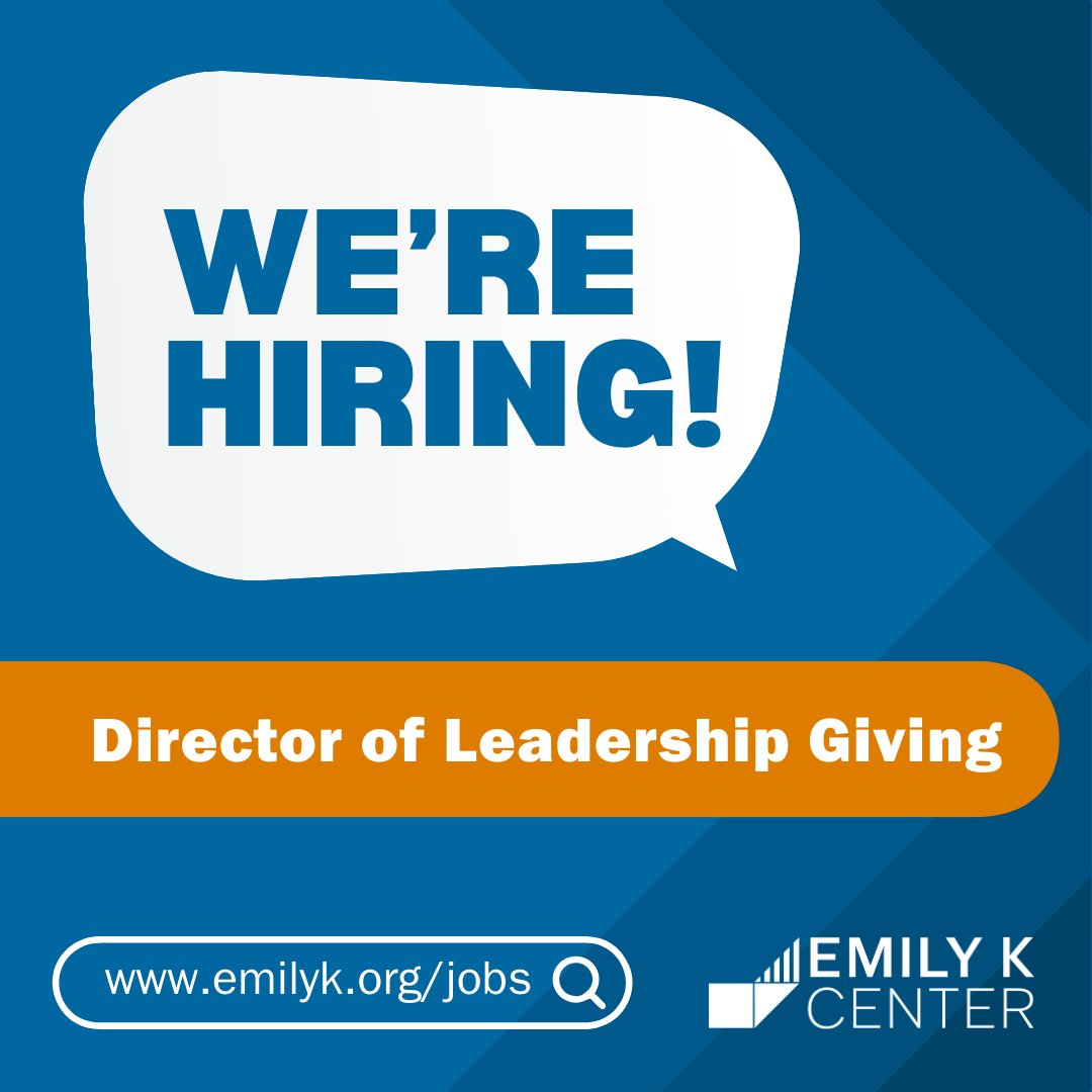 📣 Exciting news! We're on the lookout for a Director of Leadership Giving. Interested in joining our team and making a meaningful impact? Visit emilyk.org/jobs.