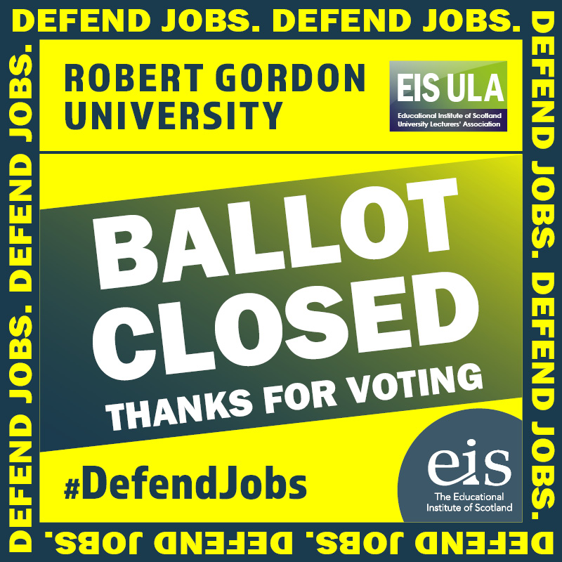 The RGU statutory ballot is now closed. Thank you to everyone who used their vote. #DefendJobs #RGU