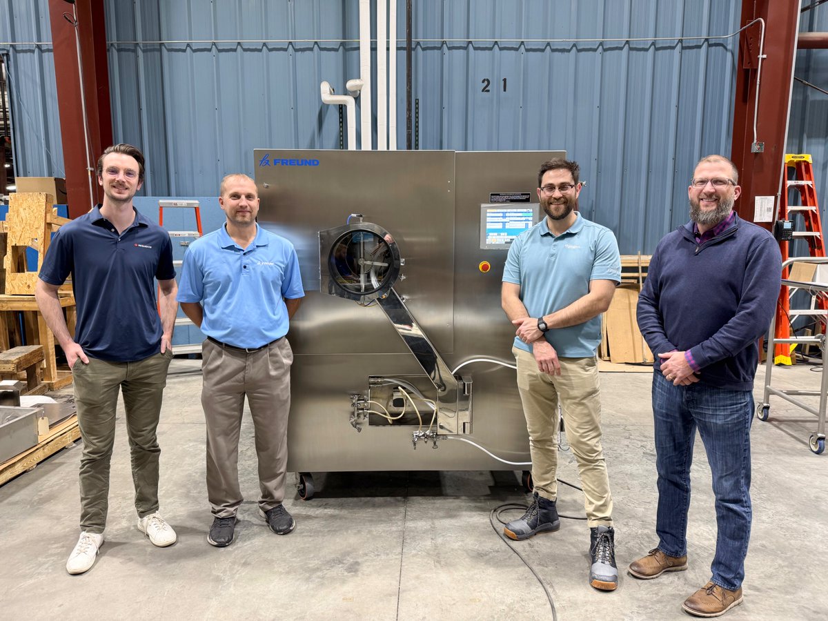 FreundGlobal's tweet photo. As we wrap up 2024, we would like to @biogen  for traveling to Iowa for their successful completion of a Factory Acceptance Test for a LDCS-Pilot Coating System.

The machine will be heading to their facility very soon.

#Pharmaceuticals #Biotechnology https://t.co/eXlTLKgiHF