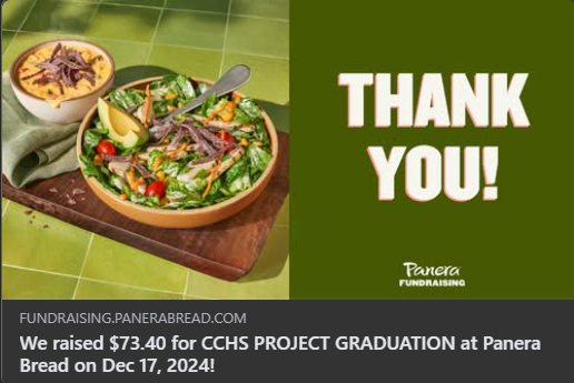 🎉Shout out to Panera Bread for supporting CCHS Project Graduation 👩‍🎓🧑‍🎓&amp; to those who attended our fundraising night!  Every little bit helps! 🙌