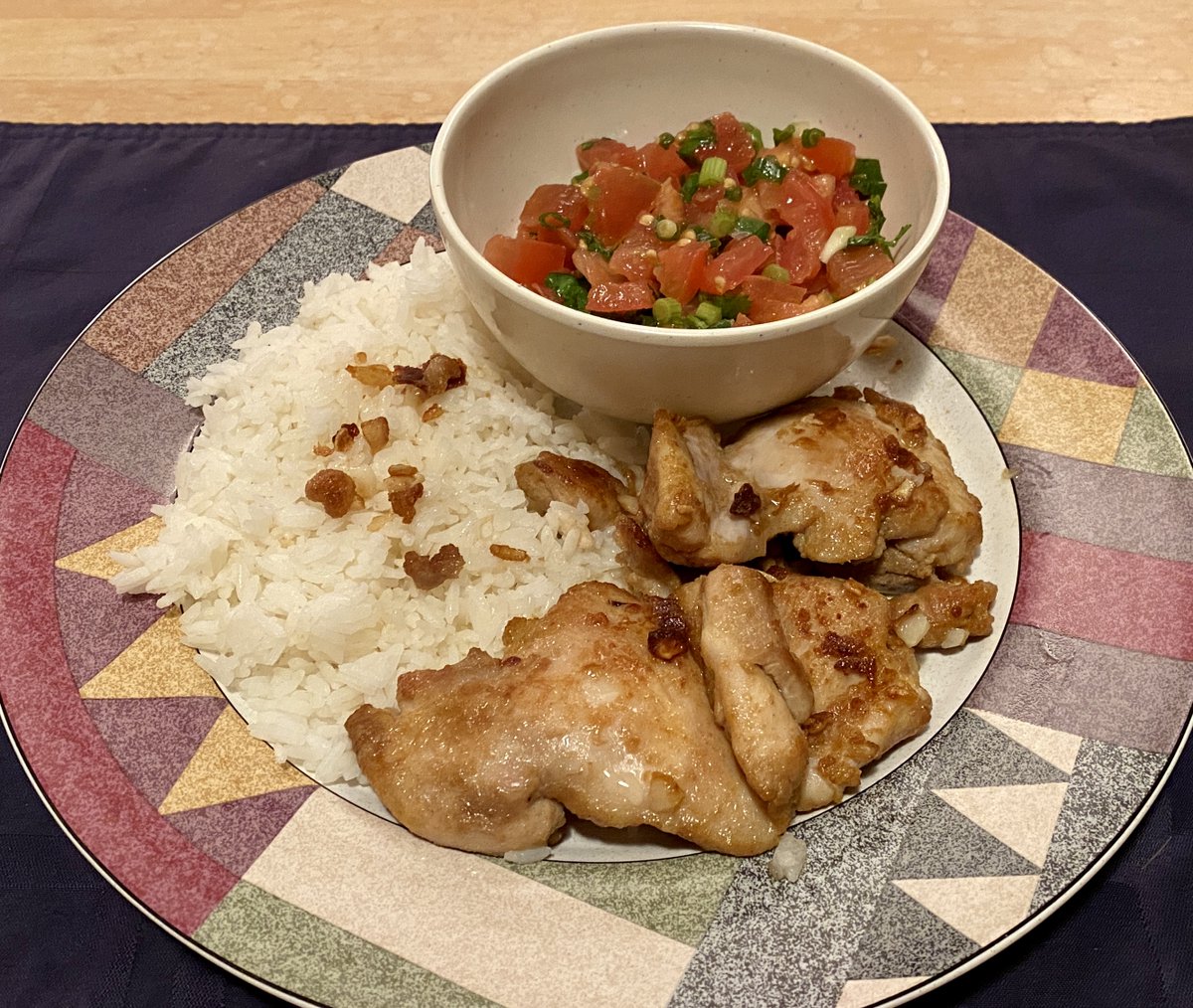 Malagasy Dishes
Akoha Misy Sakamalao / Chicken with Ginger
Lasary Legioma / Tomato &amp; Green Onion Salsa
- These dishes from Madagascar are in my East Africa cookbook.
- Both dishes have ginger, showing the Southeast Asian influence there.