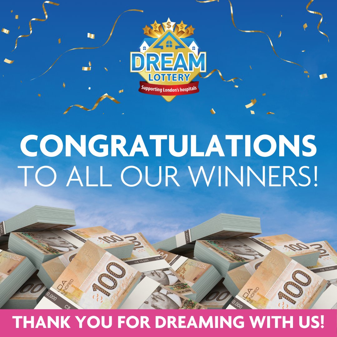 🎉 Congrats to all winners! Check if you’re a winner now:  dreamitwinit.ca/latest-winners/ and thank you for your support! 
dreamlottery.me/3UMFntp 

#HomeLottery #Lottery #DreamHome #LondonOntario #LondonOnt #CashPrizes #Ldnont #DreamItWinIt