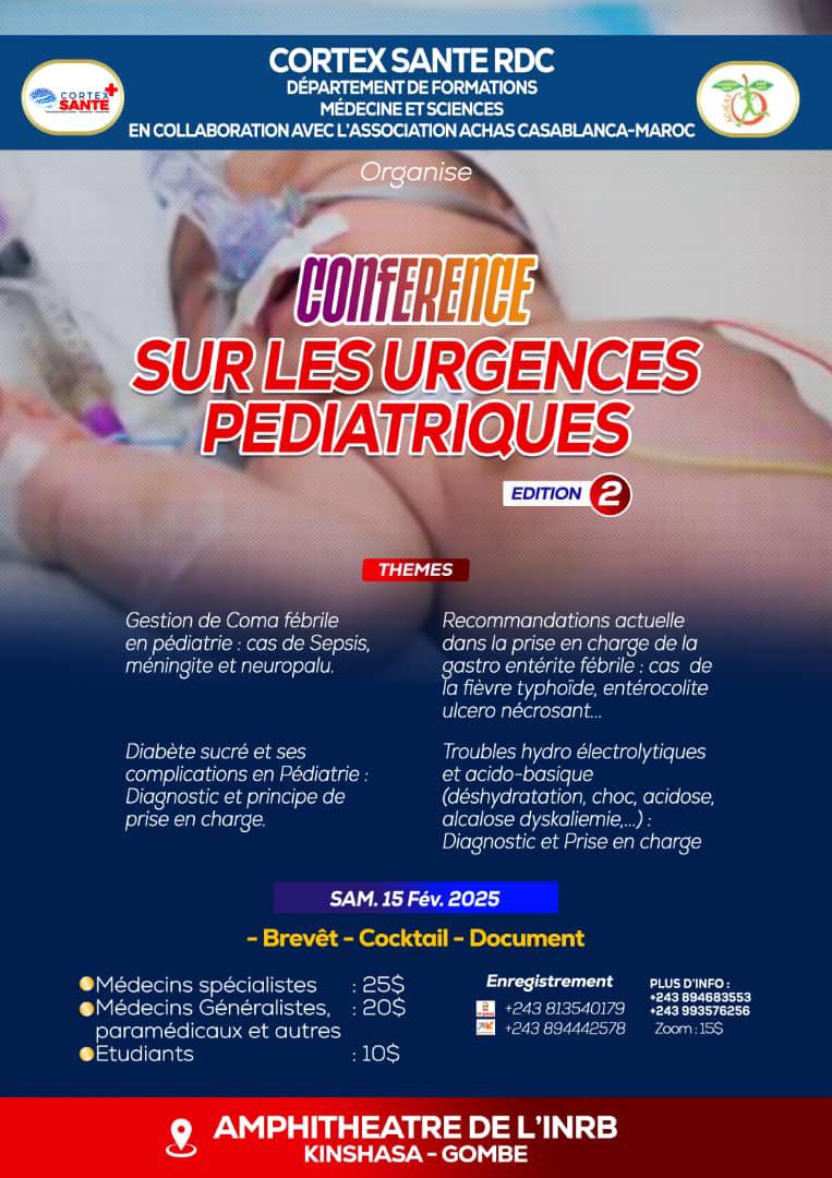 CortexSant243's tweet photo. 📅  𝗗𝗮𝘁𝗲 : Samedi 15 Février 2025
🕧  𝗛𝗲𝘂𝗿𝗲 : 10H00 - 15H00
🏢  𝗟𝗶𝗲𝘂 : Amphithéâtre INRB (Kinshasa-Gombe) 
𝗡. 𝗕. Participation en-ligne et en présentiel sur réservation 
⚡ Pour plus d'informations :
+243 894 683 553 
+243 993 576 256
𝗕𝗶𝗲𝗻𝘃𝗲𝗻𝘂𝗲 https://t.co/tNu6a0BUcB