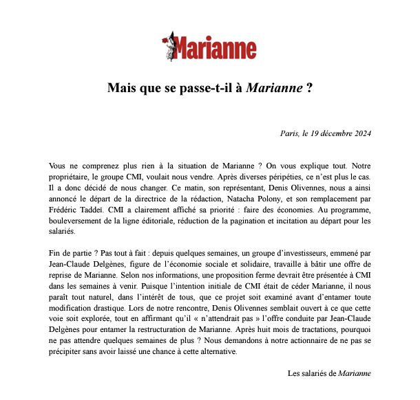 Mais que se passe-t-il à Marianne ?
