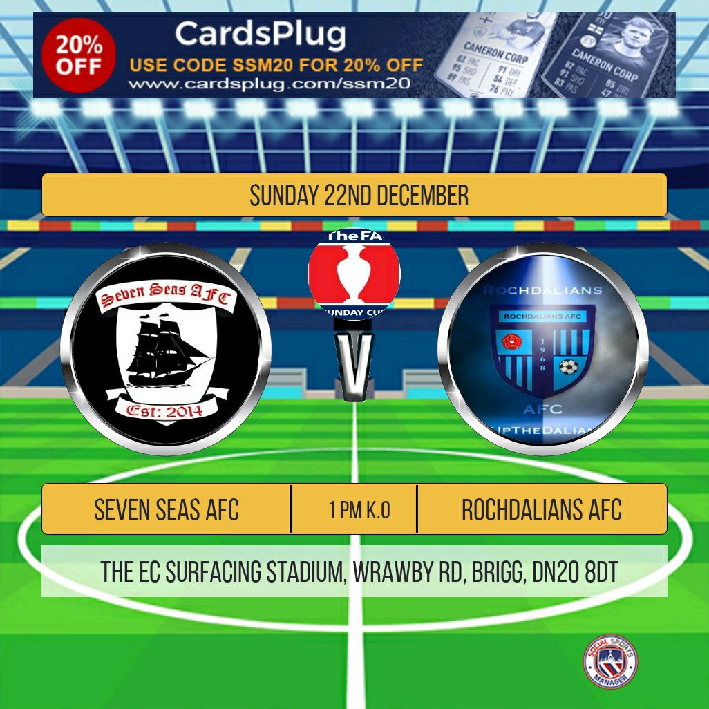 RochdaliansAFC's tweet image. 3rd time lucky this Sunday as we finally face @AFCSevenSeas in the 3rd round of the National Cup. 

The tie has been reversed due to competition rules and we will be playing at Brigg Town FC. 

Lads are looking forward to this and hopefully we get into the last 16.

#UTFD