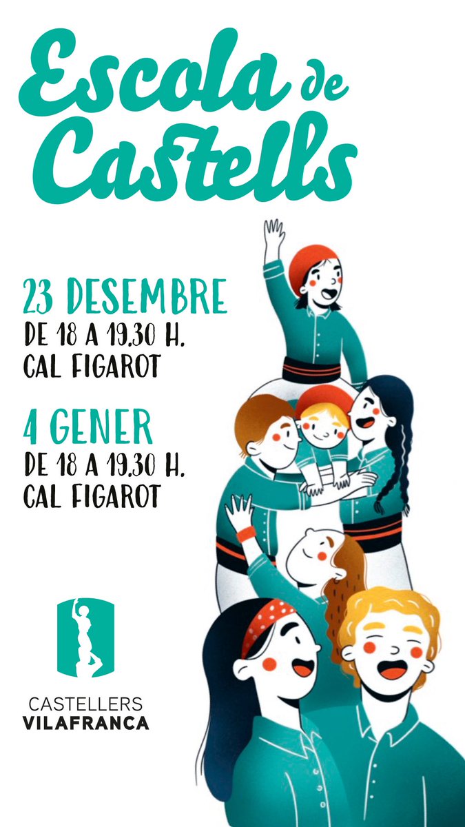 ‼️Taller de castells pels més petits de casa!

🦎Encara no has entrat mai dins del món dels castells i tens ganes de provar-ho?

👉🏼Vine al taller de castells de canalla!

📍Cal Figarot

🟢23/12 de 18 h a 19:30 h.
🟢04/01 de 18 h a 19:30 h.

T’hi esperem!💚

#castellers
#castells