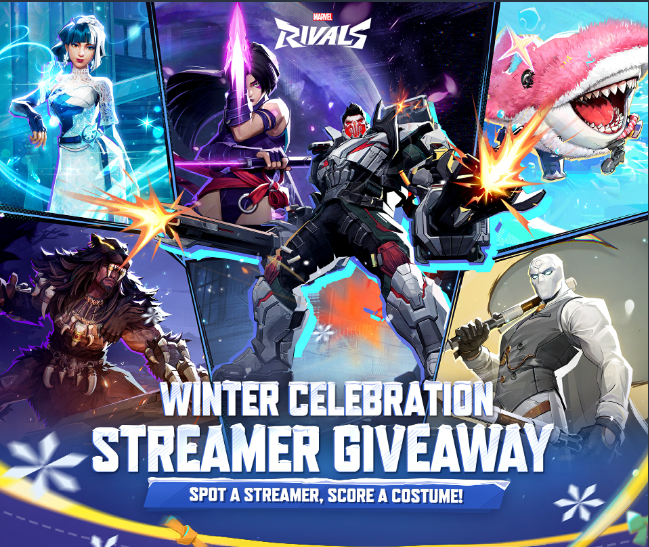 TheGuidesGuy's tweet photo. Join Marvel Rivals Quick Matches for a chance to win a FREE SKIN OF YOUR CHOOSING if you find these streamers during these designated times! https://t.co/RarQ5V8gi8