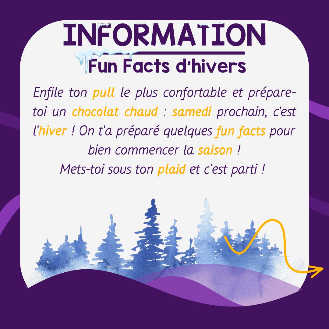 FNEBmono's tweet image. [ℹ️ INFORMATION – FUN FACTS HIVER❄️]
Samedi c’est le solstice d'hiver ! Pour l’occasion, on vous a fait 3 ou 4 fun facts sur le froid et l’hiver. Fais toi une boisson chaude et c’est partie pour une bonne lecture ! 
[1/5]
–
#fnebmono #information #hiver #froid #neige #ours #glace