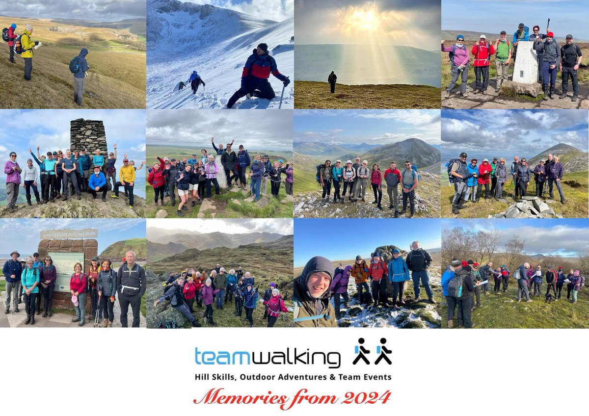 TeamWalking's tweet photo. Walks for all seasons! 

Memories from 2024.

1,838 people joined us on our Hill Skills courses, Outdoor Adventures and Team Events during 2024. Thank you for your support, and I look forward to seeing you in 2025.

Have a wonderful Christmas and New Year 🎄 https://t.co/ni5RgjqWpG