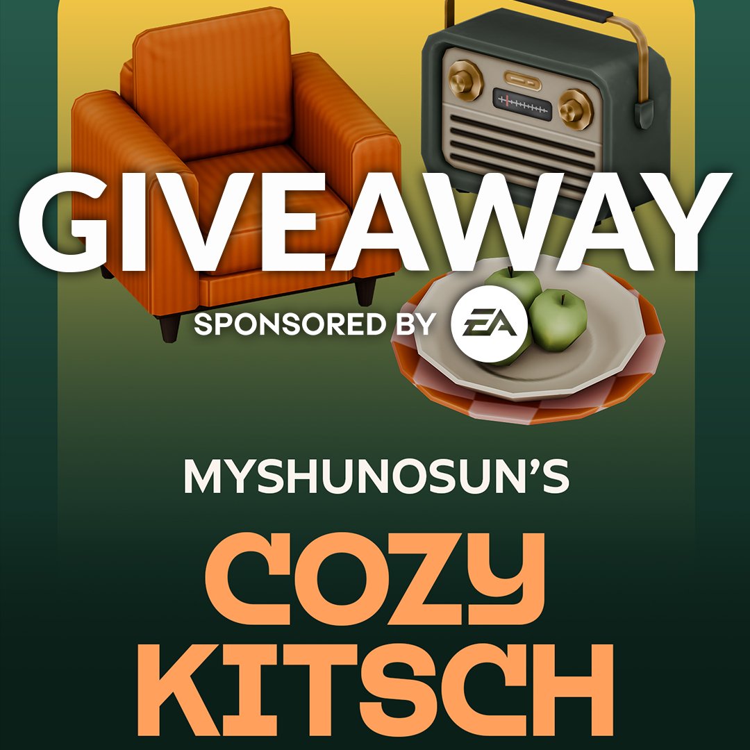 COZY KITSCH KIT GIVEAWAY  

Thx to #EACreatorNetwork, I give away one copy (EA App) of The Sims 4 Cozy Kitsch Kit  💚 

- Follow me
- &amp; repost to enter! 

-Ends December 22 at 9PM CET. Pls open your DMs :) #EAPartner #Ad