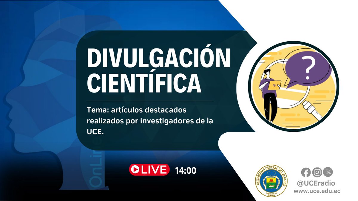 #Programa

En tu programa #DivulgaciónCientífica reflexionamos sobre los artículos destacados realizados por investigadores de la UCE.

Escúchanos uce.edu.ec