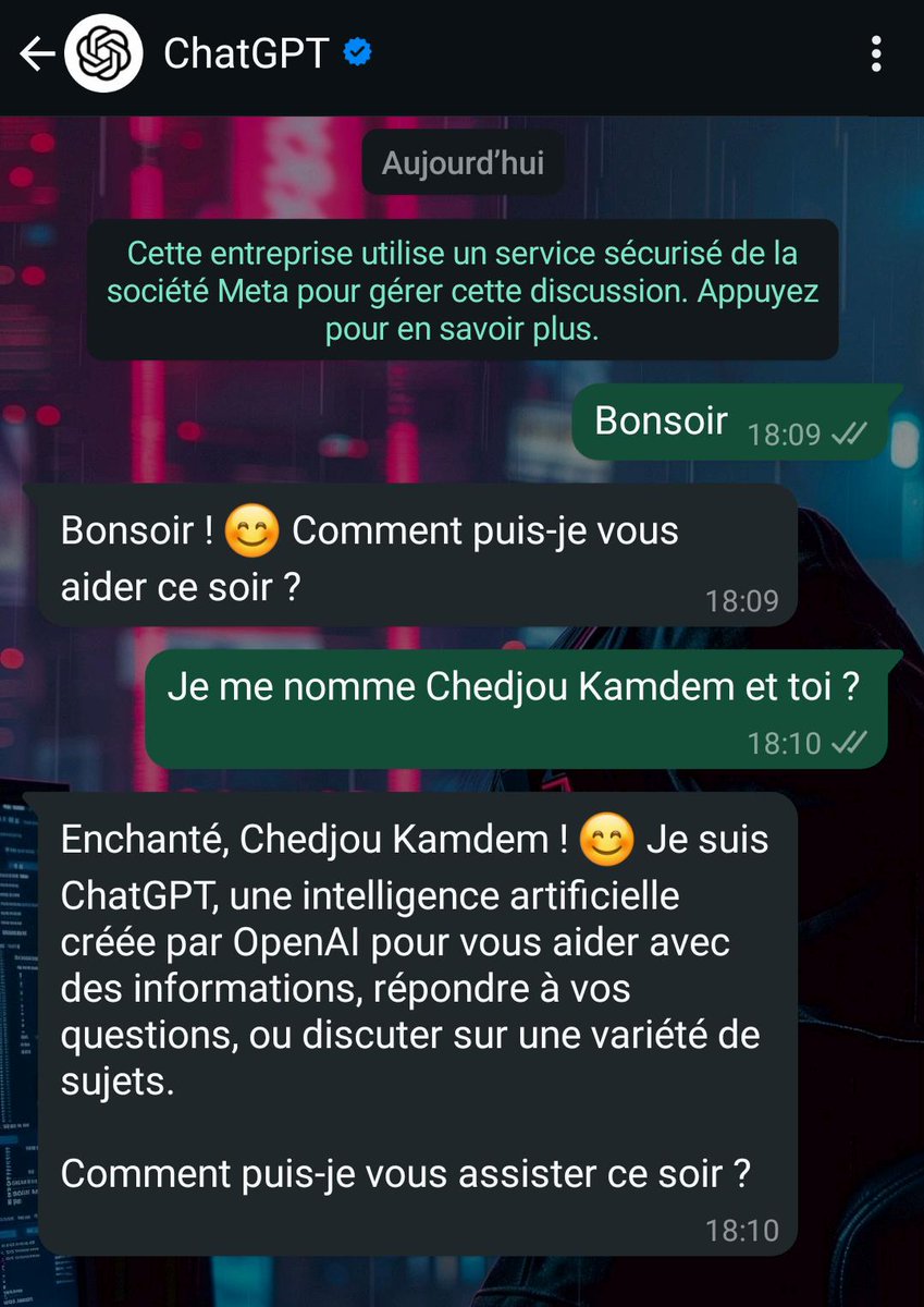 Les utilisateurs de WhatsApp pourront bientôt passer des appels téléphoniques avec ChatGPT.

J'attends avec impatience