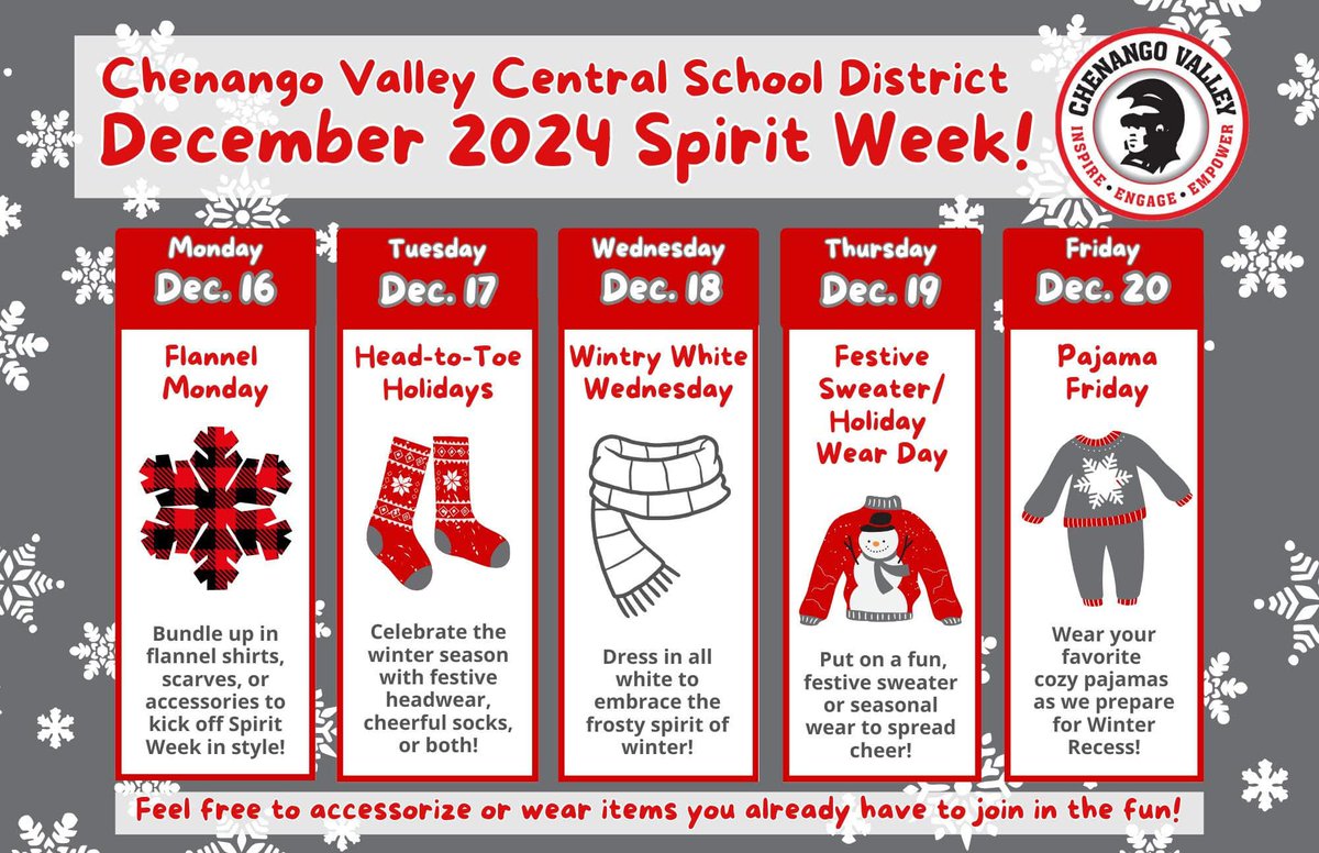 🌟 Here’s a glimpse of today’s Festive Sweater/Holiday Wear fun for Spirit Week!

❄️ Tomorrow is Pajama Friday! Wear your favorite cozy pajamas as we get ready for Winter Recess. (Reminder: Winter Recess runs from Dec. 23 through Jan. 3, with school resuming on Monday, Jan. 6.)