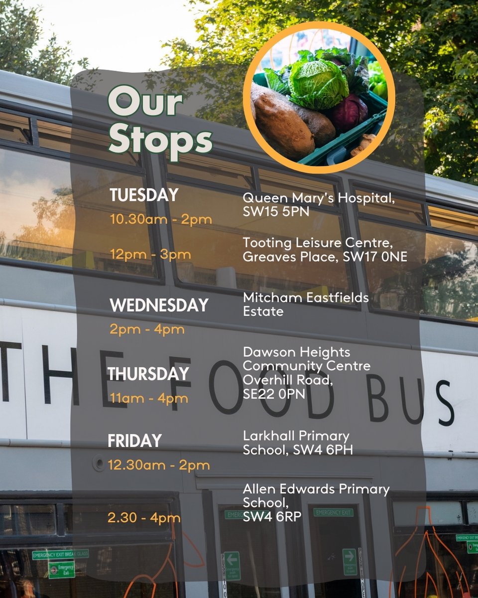 be_enriched's tweet photo. 🚨✨ New Food Bus stop in Mitcham Eastfields Estate starting 8th Jan 2025! 🌟 Every Wednesday 2-4 PM, get healthy, low-cost food for you & your family. 🥦🍞
✨ We accept Healthy Start vouchers 💸 and are 25% cheaper than supermarkets!
#FoodBus #SouthLondon #Merton #BeEnriched https://t.co/3T9mcLjmp4