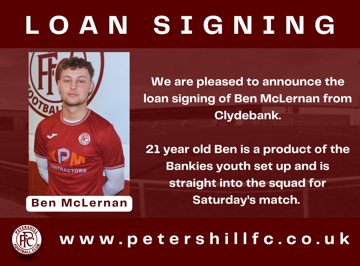 Welcome to the Peasy Ben!

Thanks to <a href="/clydebankfc/">Clydebank FC</a> for their assistance in getting the loan agreement in place.