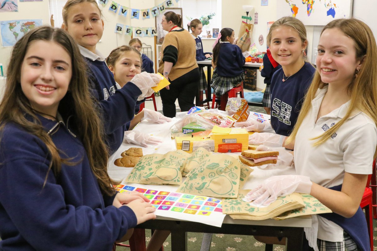 Middle School students participated in a series of activities meant to highlight Goal 3 on service. Activities included packing meals for the homeless, crafting holiday wreaths for senior citizens, and writing letters to loved ones reflecting on the gifts that students can both