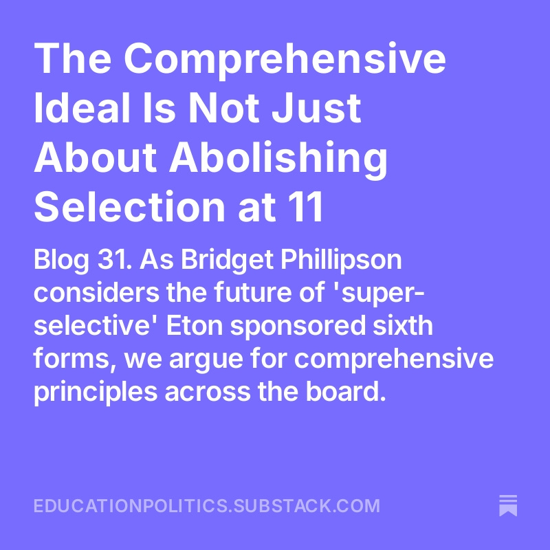 Socialist Educational Association (@socialistedu) on Twitter photo The Comprehensive Ideal Is Not Just About Abolishing Selection at 11, by <a href="/SocialistEdu/">Socialist Educational Association</a> open.substack.com/pub/educationp… The Comprehensive Ideal Is Not Just About Abolishing Selection at 11, by <a href="/SocialistEdu/">Socialist Educational Association</a> open.substack.com/pub/educationp…