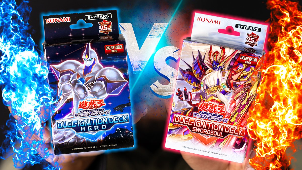 We got the new Asian English Yu-Gi-Oh Duel-Ignition Structure Decks: Heroes  and Swordsouls! They're competitive right out of the box, but sadly they're  not legal in the TCG. But that didn't stop