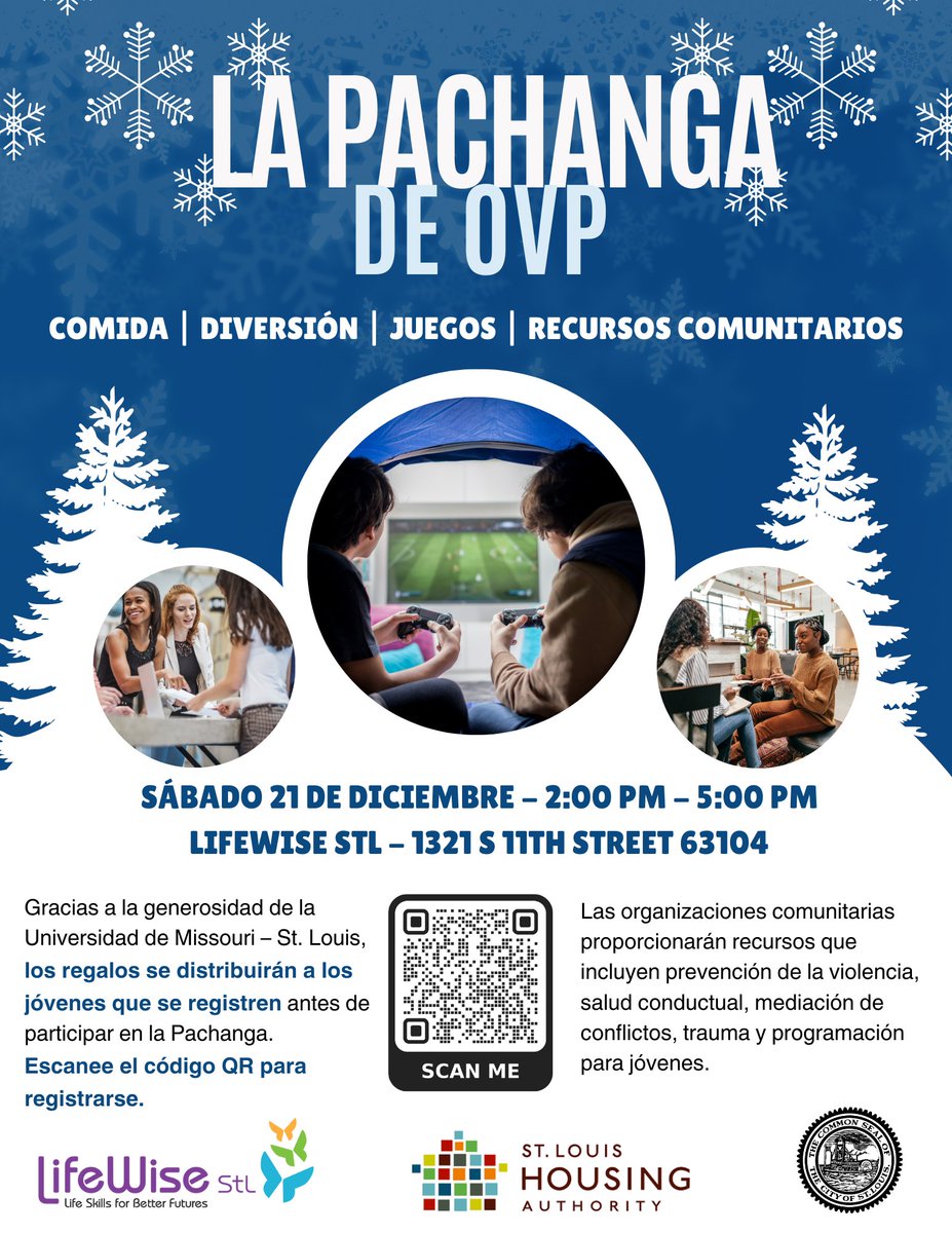 🎉 Hey STL! 
Join us for the OVP December Kickback this Saturday!
🗓️ Dec 21 | ⏰ 2–5 PM
📍 Lifewise STL, 1321 S 11th St, 63104
Enjoy food, fun, games, &amp; community resources! 🎁 Free holiday gifts for youth while supplies last. #OVPKickback