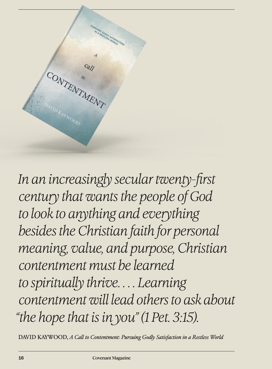 I'm honored to see a picture of my book on Christian contentment with <a href="/Christian_Focus/">Christian Focus</a> in the Fall 2024 issue of <a href="/CovSeminary/">Covenant Seminary</a> magazine.   

Get your copy here: amzn.to/3VQ6c0q