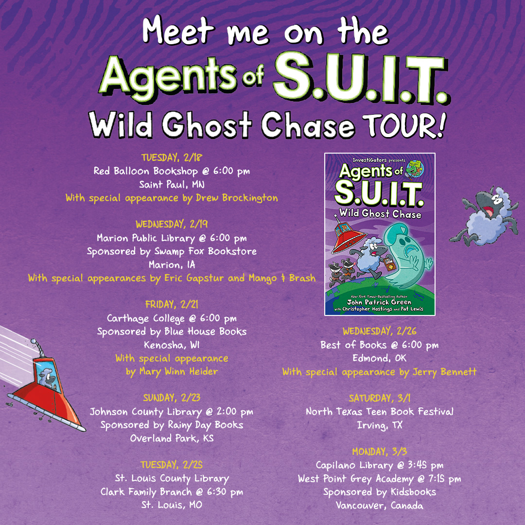 InvestiGators 🔍🐊 (@investi_gators) on Twitter photo Next week!
Join InvestiGators author <a href="/johngreenart/">John Patrick Green</a> to celebrate the new Agents of S.U.I.T. graphic novel! Next week!
Join InvestiGators author <a href="/johngreenart/">John Patrick Green</a> to celebrate the new Agents of S.U.I.T. graphic novel!