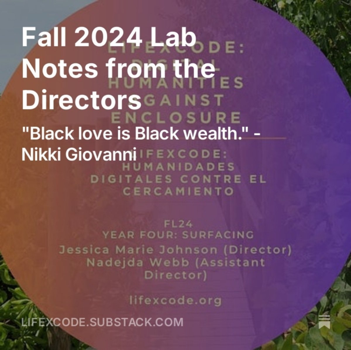 life_x_code's tweet image. Fall 2024 Lab Notes from the Directors of LxC are live. Check out lifexcode.substack.com. Be safe this winter break.