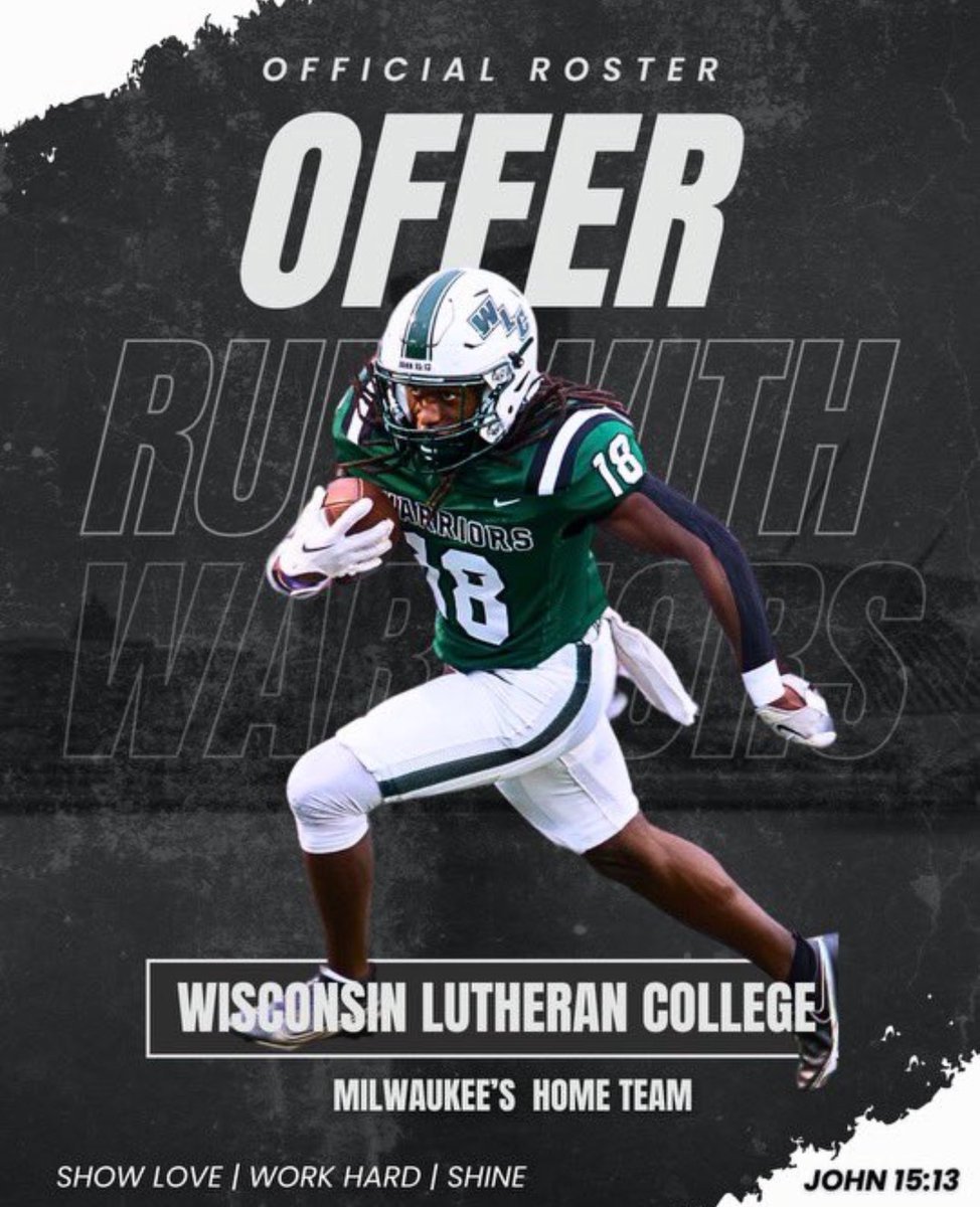 John Michael Martin (@johnmichaeljr25) on Twitter photo I’m grateful to say I have received an offer from Wisconsin Lutheran College!
<a href="/WLC_CoachDono/">Coach Steve Donovan</a> <a href="/WLC_Football/">WLC Football</a> <a href="/CoachDonnyHOU/">Riley Donovan</a> <a href="/dbranscom/">David Branscom</a> <a href="/ToddDodgeFBcamp/">Todd Dodge</a> <a href="/coach_kiefer/">Cole Kiefer</a> <a href="/CoachPels/">Greg Pels</a> <a href="/BSublet/">BSUB</a> <a href="/twftraining/">Brandon Tucker / Trenchwarfare</a> I’m grateful to say I have received an offer from Wisconsin Lutheran College!
<a href="/WLC_CoachDono/">Coach Steve Donovan</a> <a href="/WLC_Football/">WLC Football</a> <a href="/CoachDonnyHOU/">Riley Donovan</a> <a href="/dbranscom/">David Branscom</a> <a href="/ToddDodgeFBcamp/">Todd Dodge</a> <a href="/coach_kiefer/">Cole Kiefer</a> <a href="/CoachPels/">Greg Pels</a> <a href="/BSublet/">BSUB</a> <a href="/twftraining/">Brandon Tucker / Trenchwarfare</a>