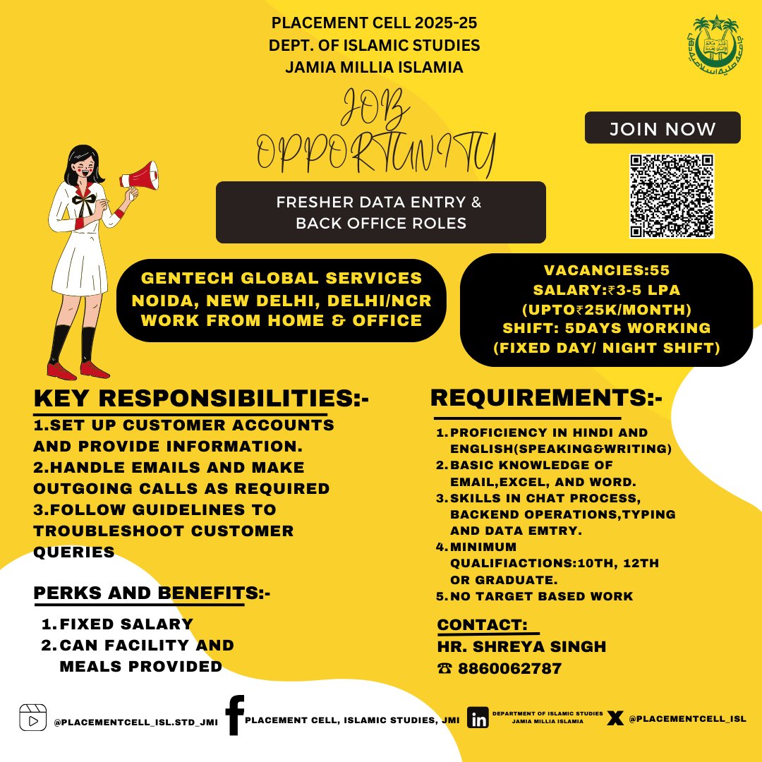Placement_isl's tweet photo. #JobAlert
#CareerOpportunity
#HiringNow
#WorkFromHome
#FullTimeJobs
#HumanitiesJobs
#DataEntryJobs
#BackOfficeJobs
#JobVacancies
#PlacementCell
#JamiaMilliaIslamia
#CareerGoals
#ApplyNow https://t.co/mRJivwo65u