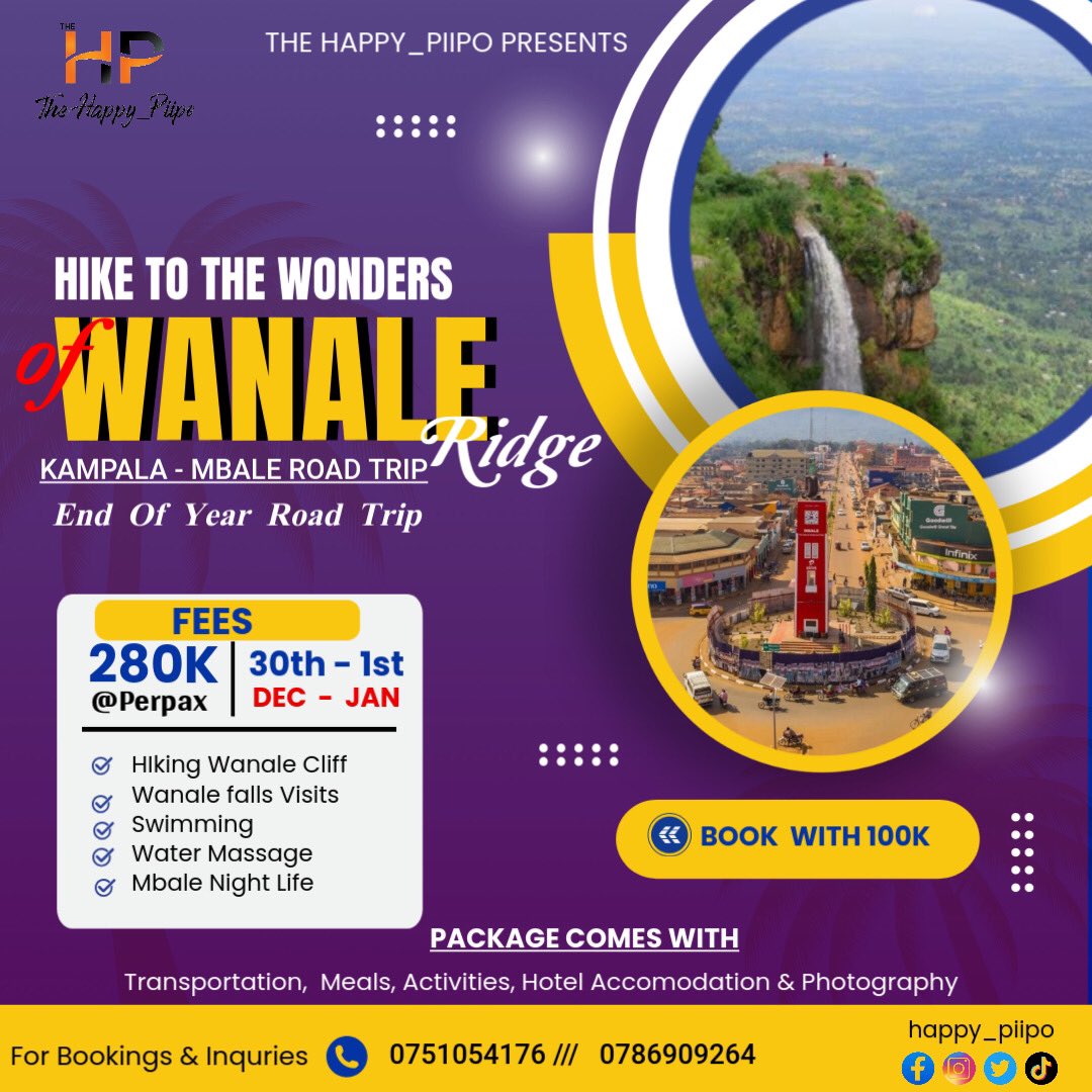 Happy_Piipo's tweet photo. New year crossover to mbale 

3 Days 2 Nyts Road Trip To Mbale 
At 280k per person.
Happening on 31st to 1 Jan https://t.co/P24agMhCVT